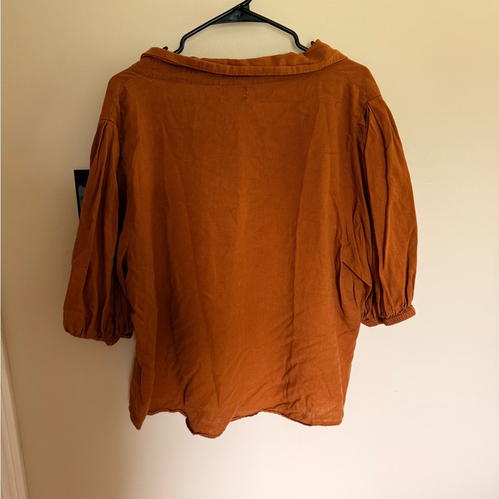 Women's Rust Button-Up Blouse - Picture 2 of 4